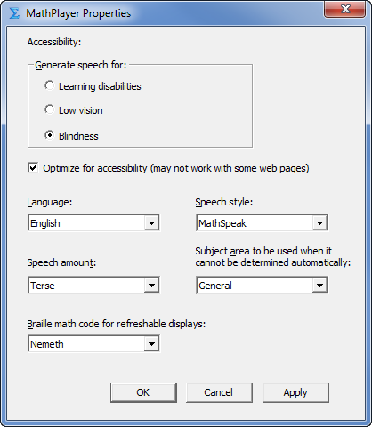 MathPlayer Settings命令